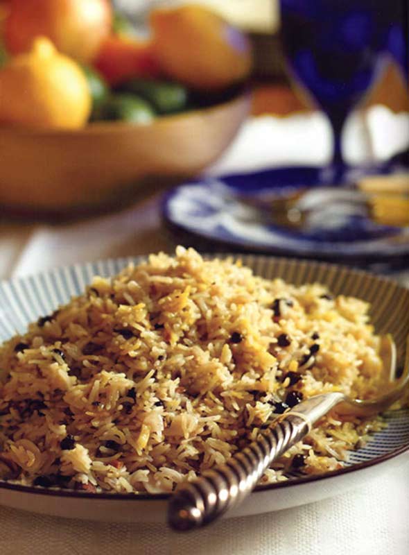 Saffron Rice Pilaf with Nuts and Currants