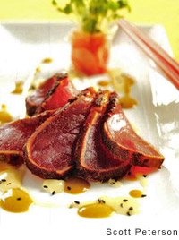 blackened ahi with soy-mustard sauce