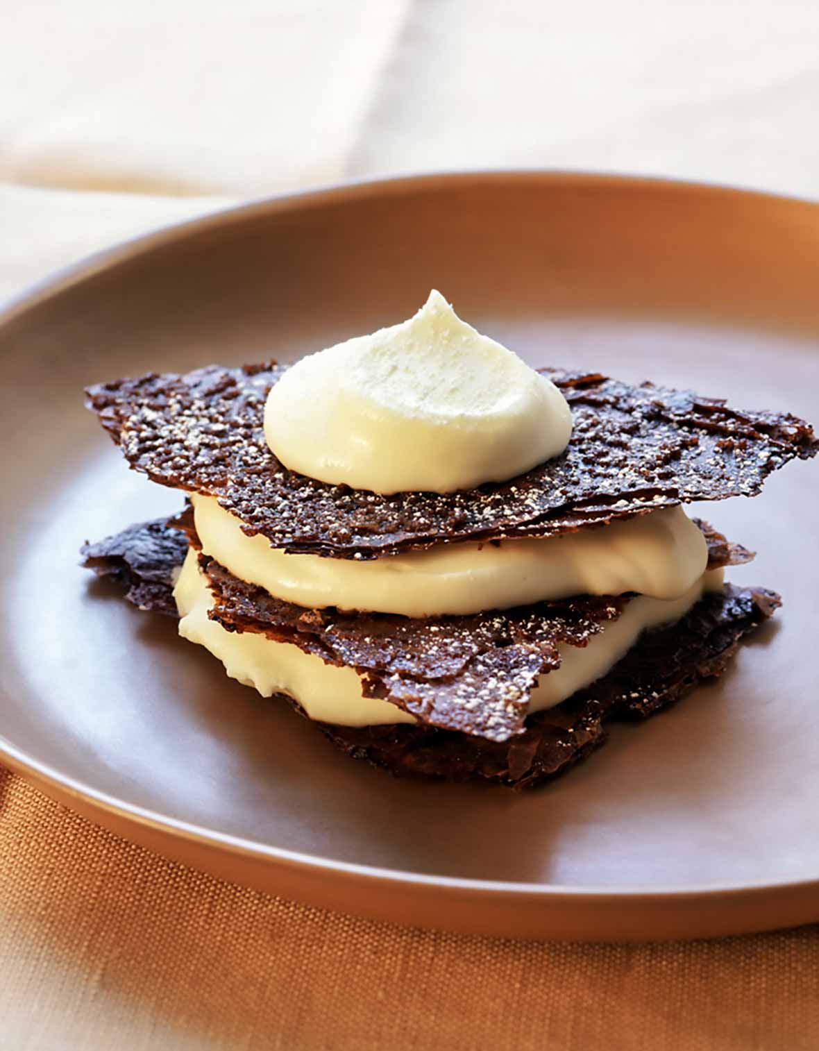 White Chocolate Mousse with Chocolate Phyllo
