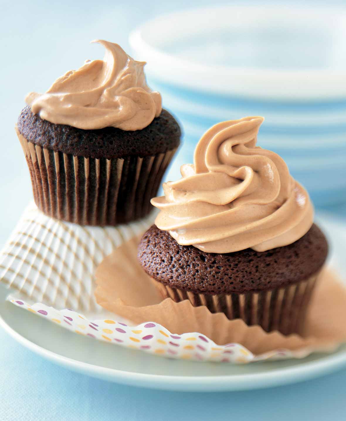 Chocolate Mayonnaise Cupcakes with Caramel-Butterscotch Frosting