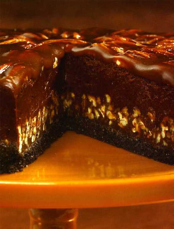 Chocolate pecan caramel torte