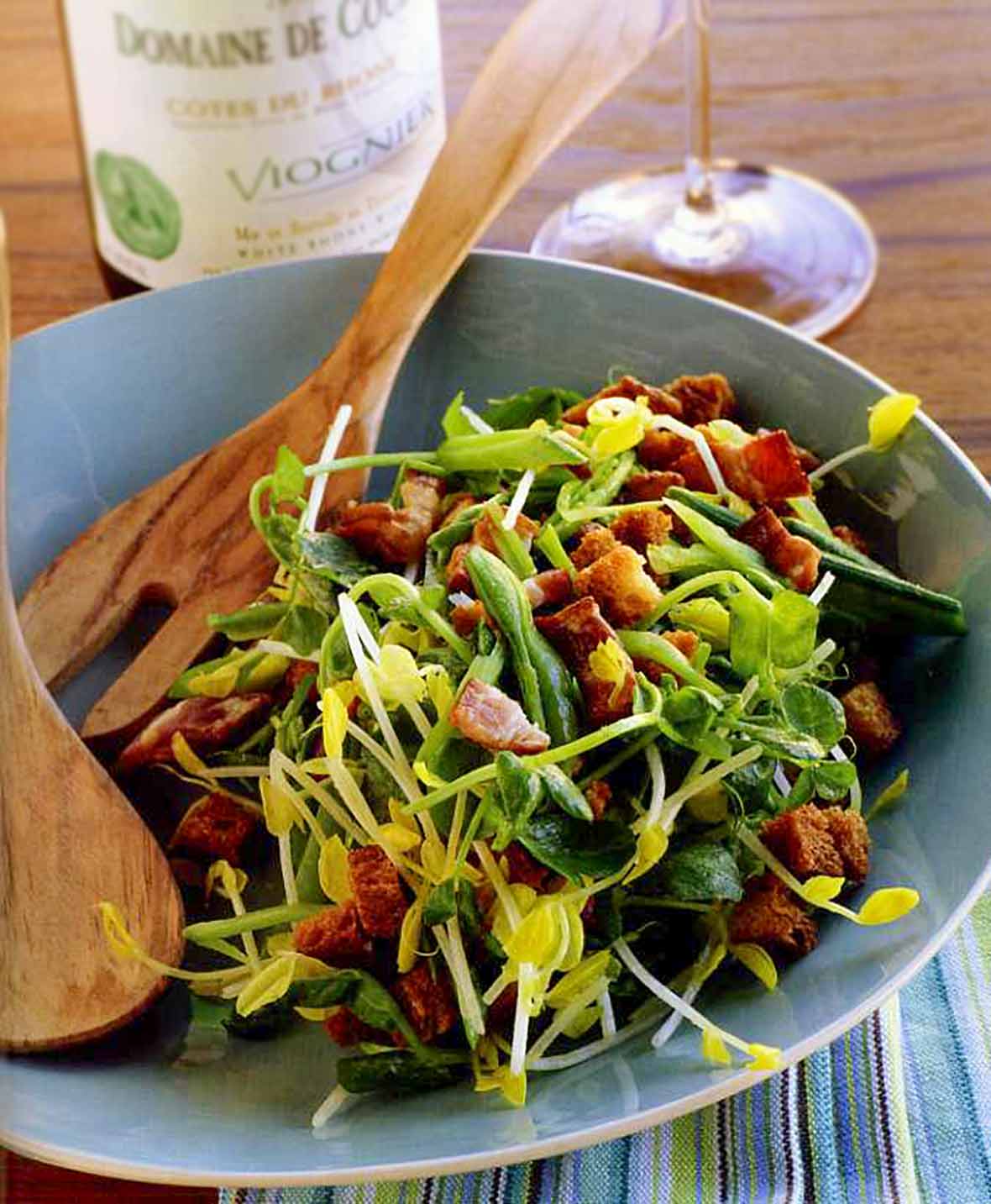 Pea Shoot, Bacon, and Pecorino Salad Recipe