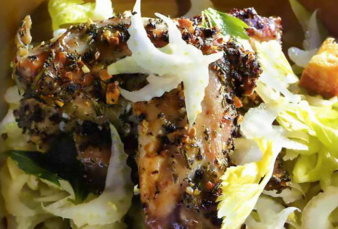 Roasted Rabbit Recipe with Fried Bread Salad Leite's Culinaria