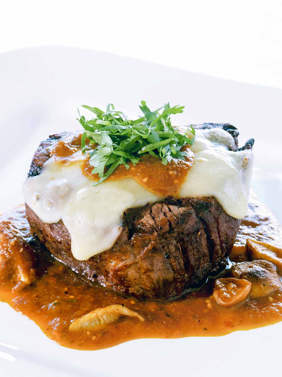 Beef Tenderloin, Shiitakes, Chile-Tomatillo Sauce Recipe