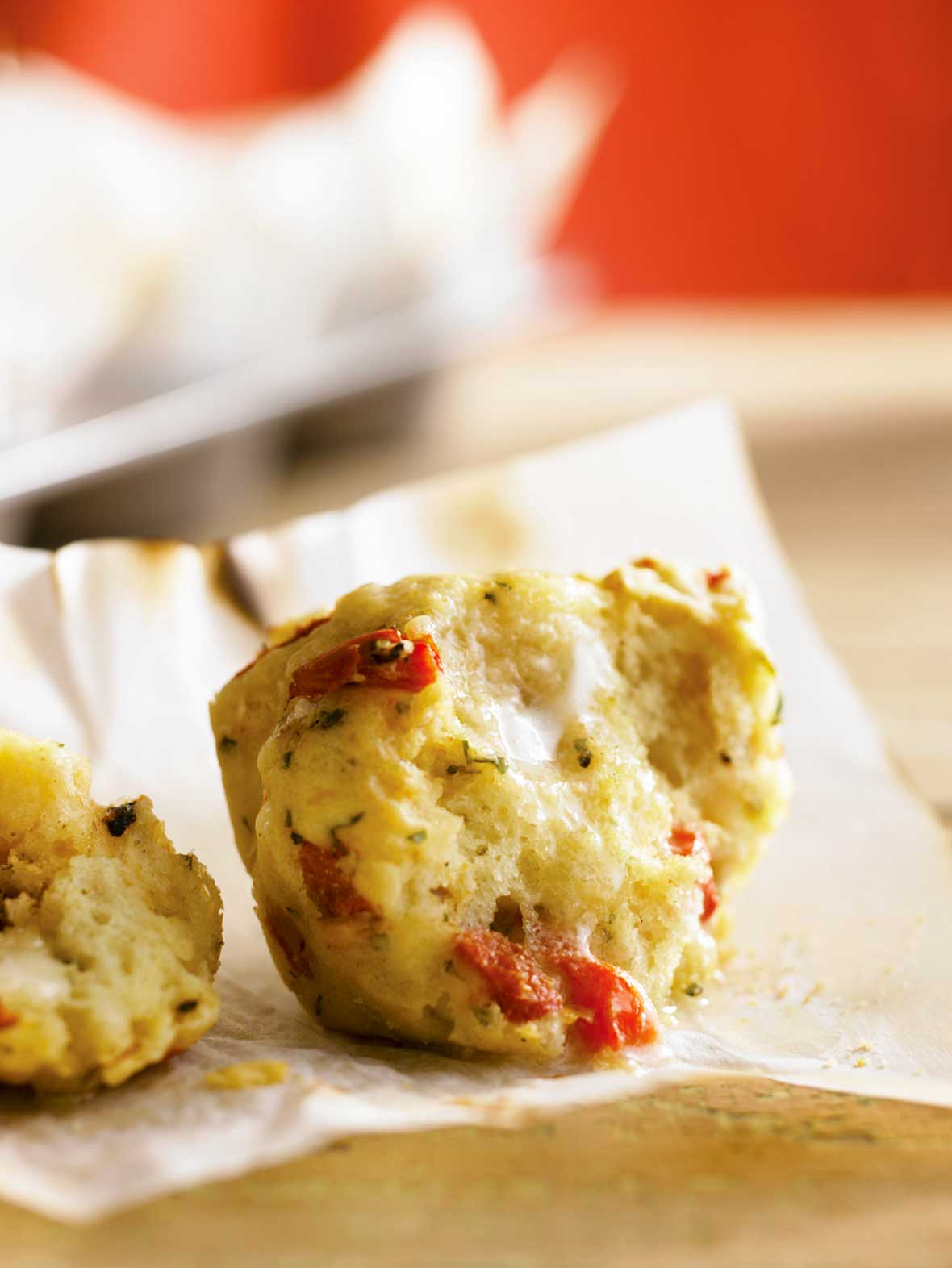 Feta, Roasted Pepper, Basil Muffins