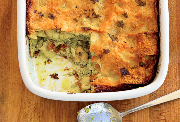 Summer Seafood and Pesto Lasagna