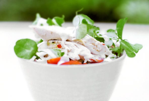 Chicken-Pea Shoot Salad