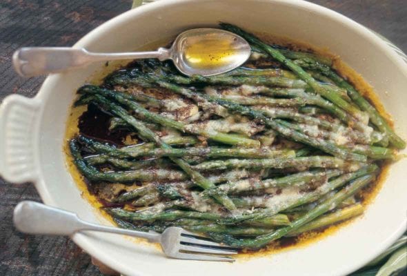 Baked Asparagus with Parmesan and Balsamic Vinegar