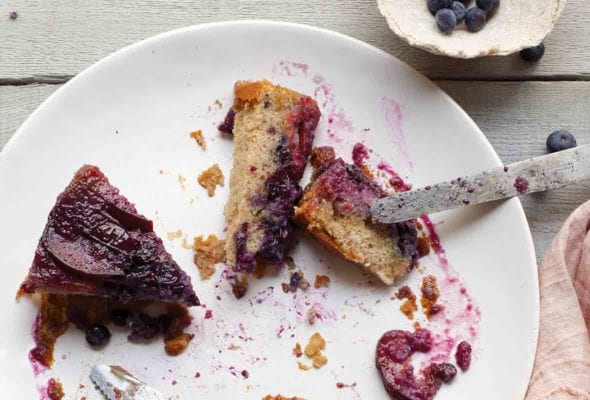 Plum-Blueberry Upside-Down Cake