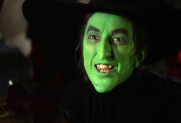 A witch with a green face.