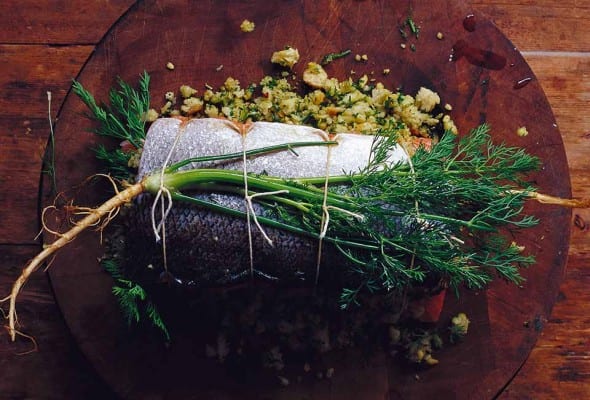Herb Stuffed Baked Salmon