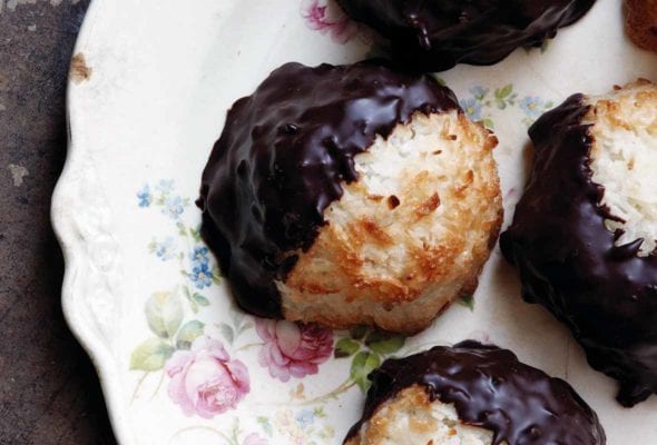 Coconut Macaroons Dipped in Chocolate