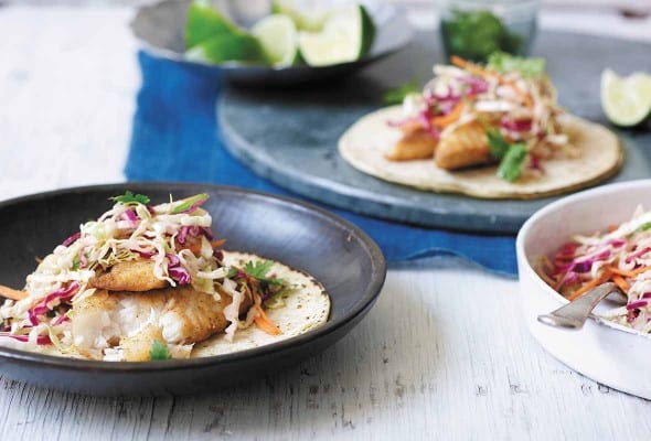 Fish Tacos With Creamy Chipotle Cabbage Slaw