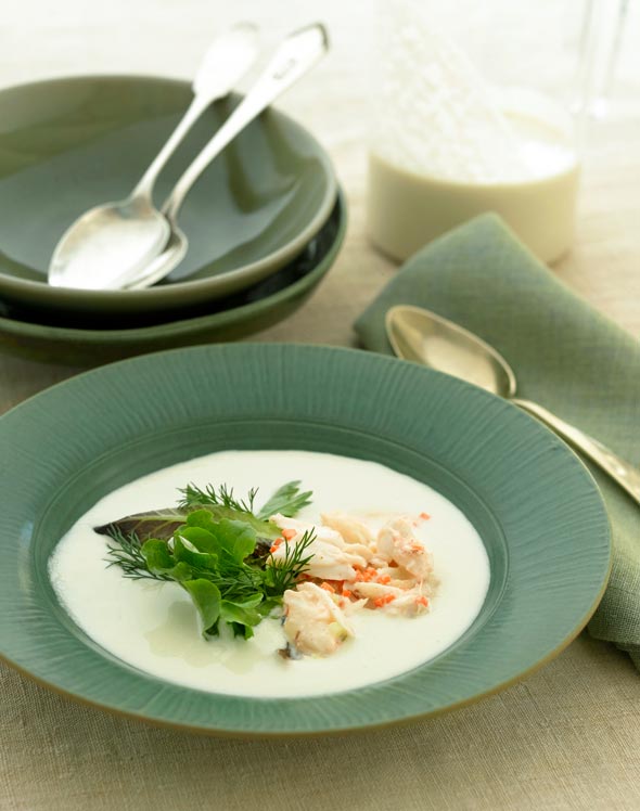Portuguese White Gazpacho with Crab Salad
