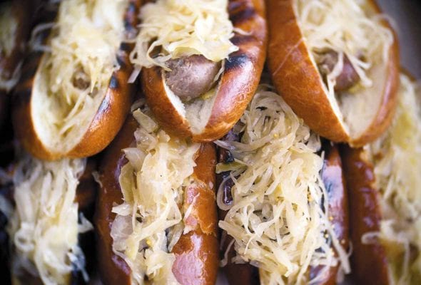 Grilled Beer-Braised Bratwursts