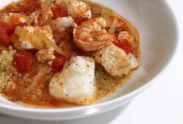 Cod and Shrimp Stew with Quinoa