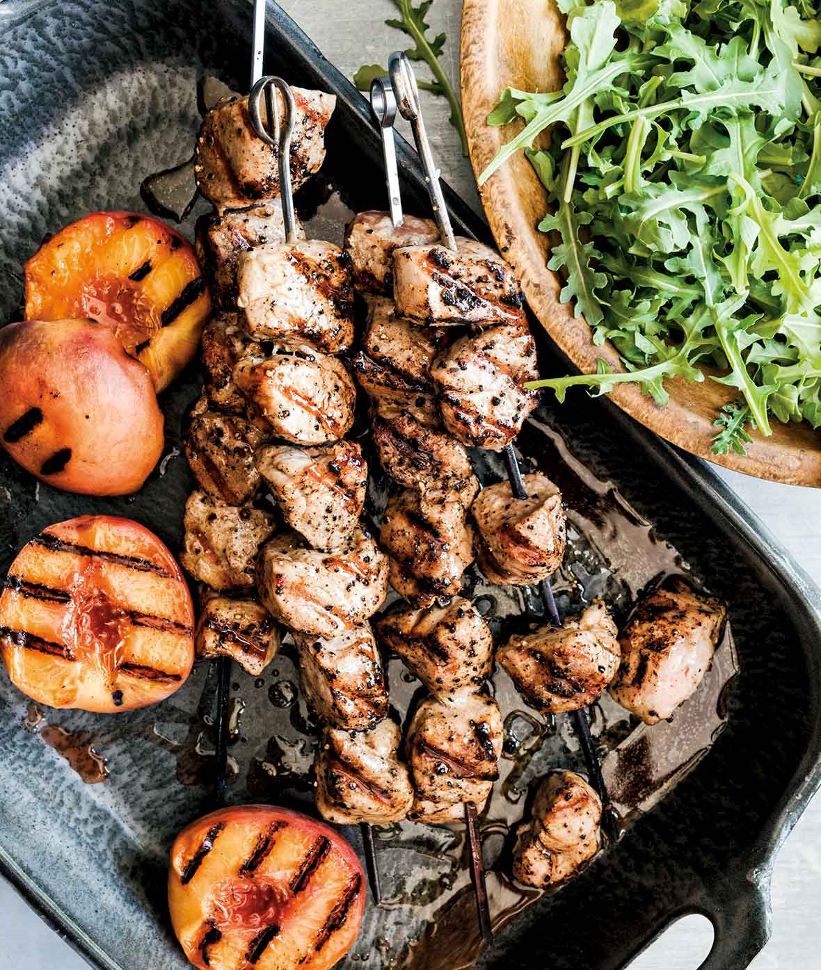 Grilled Pork Skewers with Peaches