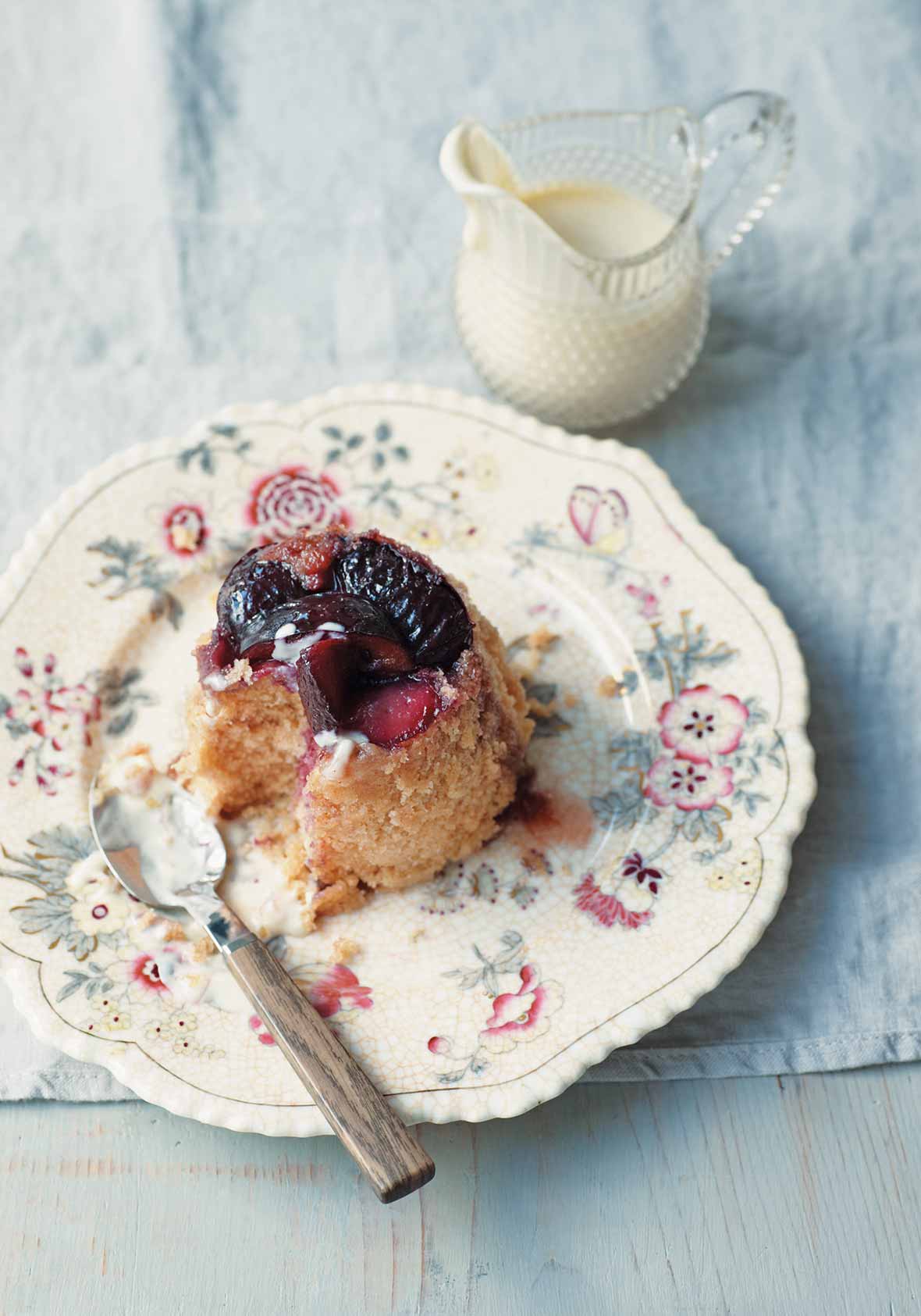 Microwave Mug Cake Upside-Down Plum Cake