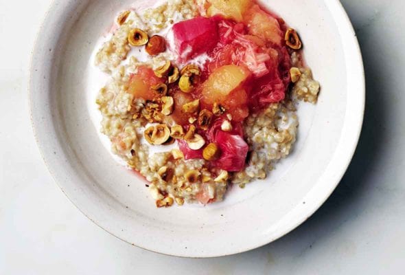Steel Cut Oats With Rhubarb Applesauce
