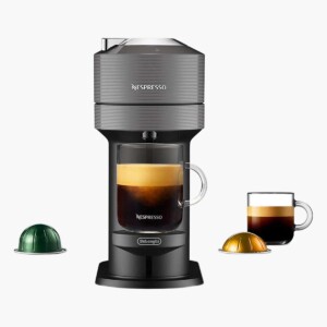 Nespresso Vertuo Espresso Maker with green and gold pods