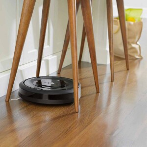 Roomba Robot Vacuum under chair