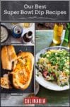 Images of two of the 11 Super Bowl dip recipes -- buffalo chicken dip and seven layer dip.