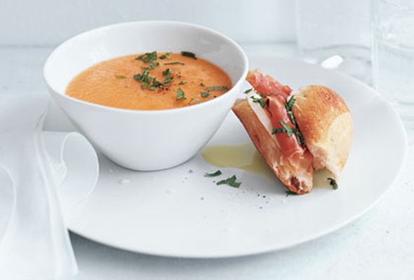 Cantaloupe Soup and Prosciutto Sandwiches