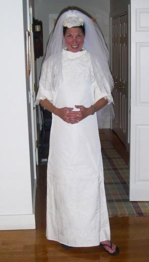 Deb in Lizzie's wedding dress