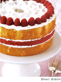 Lemon-Ginger Angel Food and Raspberry-Sorbet Cake