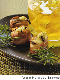 prosciutto scallop pops with lemon artichoke pesto